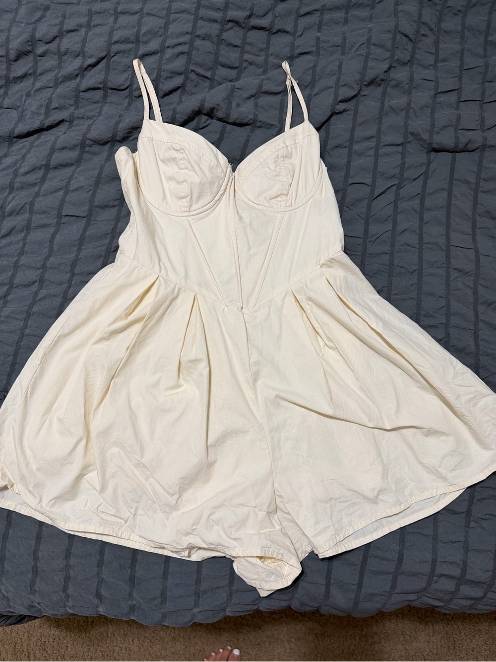 Le Lis Cream Bustier Romper with Adjustable Straps